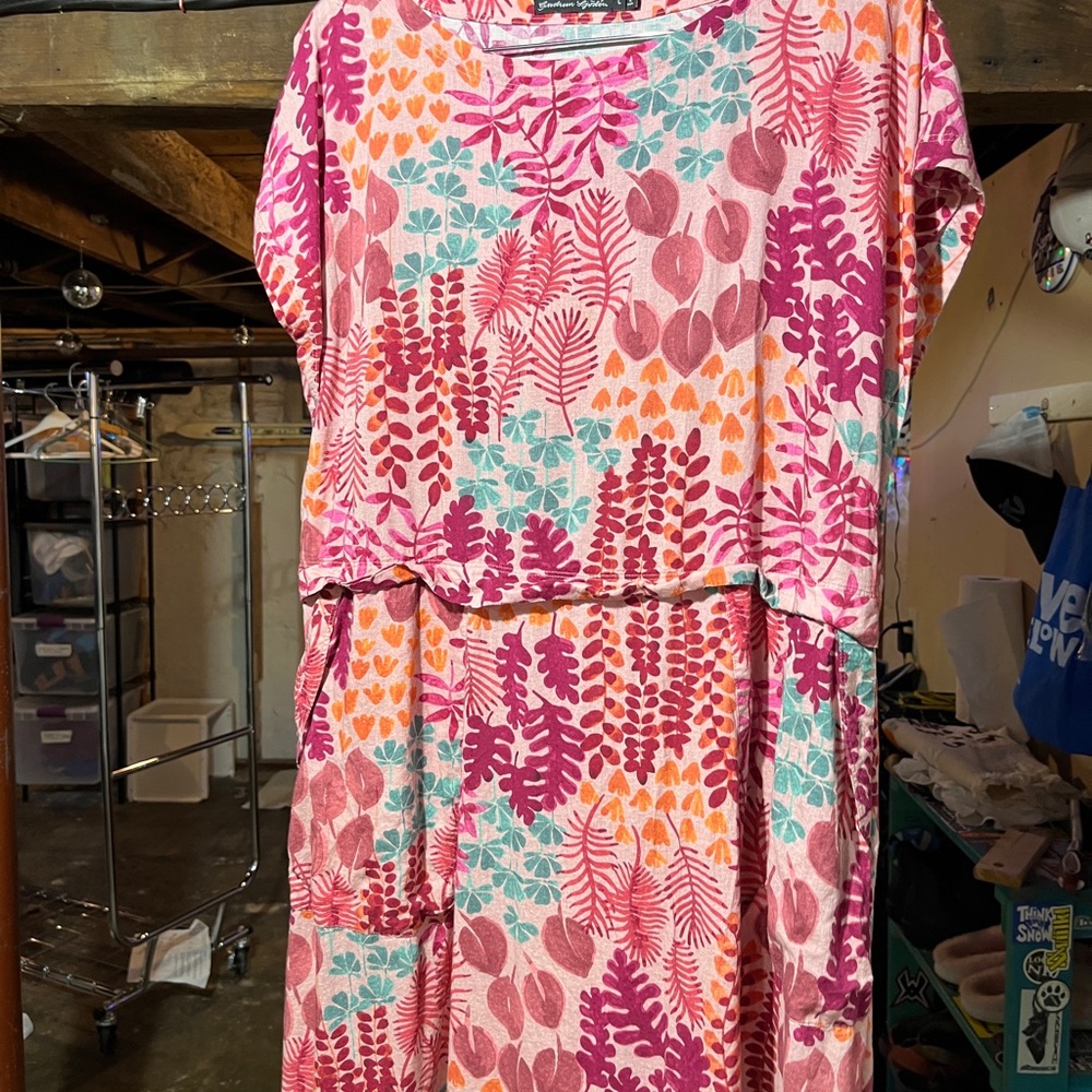 Gudrun Sjoden Pink and Green Asymmetrical Dress